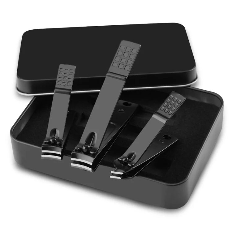 

Professional high quality stainless steel nail clippers cutter nail scissors polishing nail clipper set manicure tools with box, Black,silver