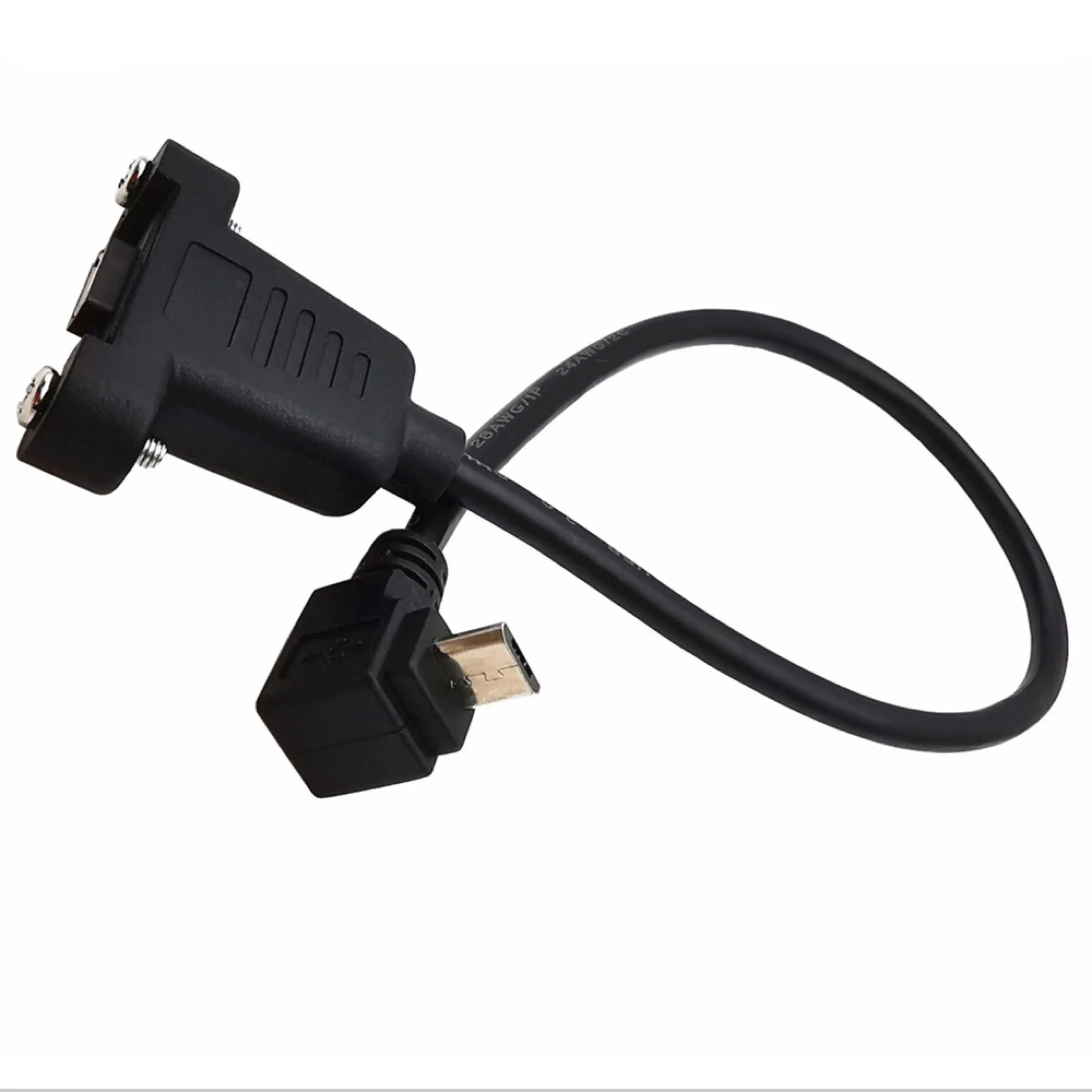 

cabletolink angle micro usb 5pin male to Micro usb 5pin female with panel mouont screw cable