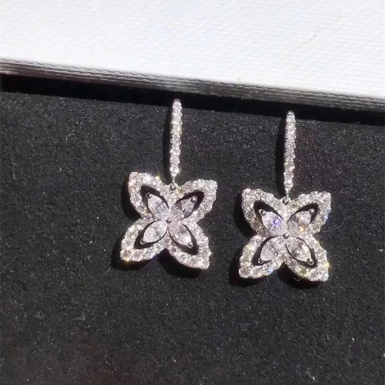 

Fashion Jewelry KYED0347 Shine Clover shape 3A Zircon earring for Women
