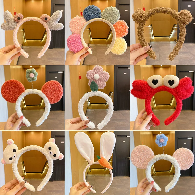 

Autumn and winter cute plush face wash tools band women daily hair decoration accessories