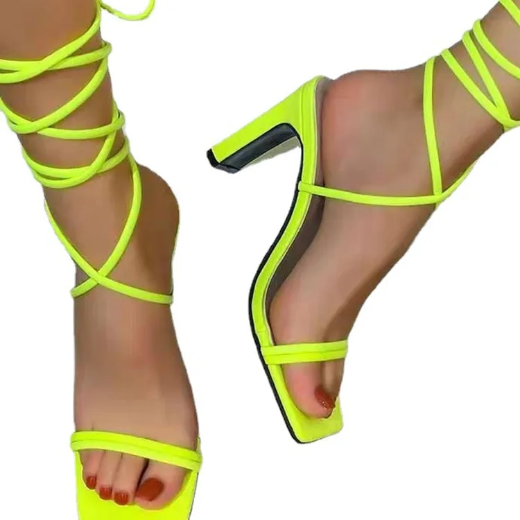 

Foreign trade large-size high-heeled shoes new 2021 summer shoe ring strap open-toe sandal women, Customized color