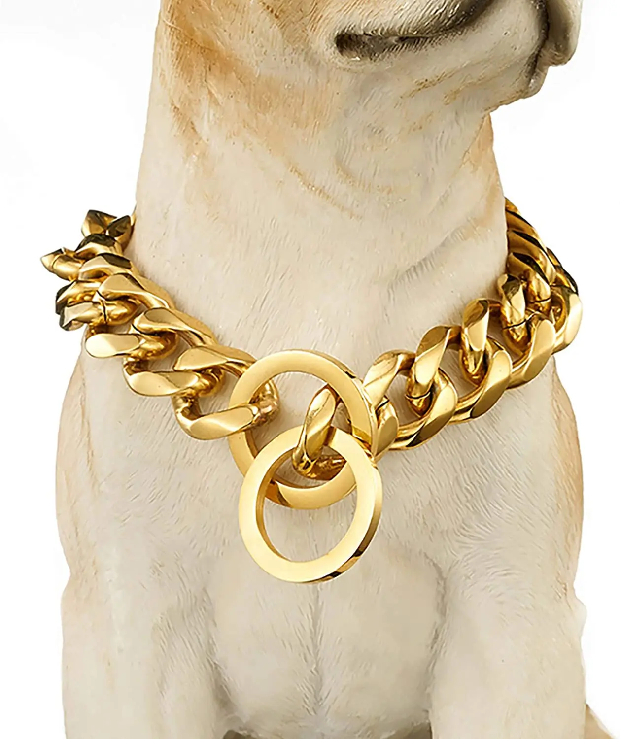 

2021 Cuban Link Large Dog Training Chain Stainless Steel Pet Collar And Leash, Gold, silver, gold and silver, black