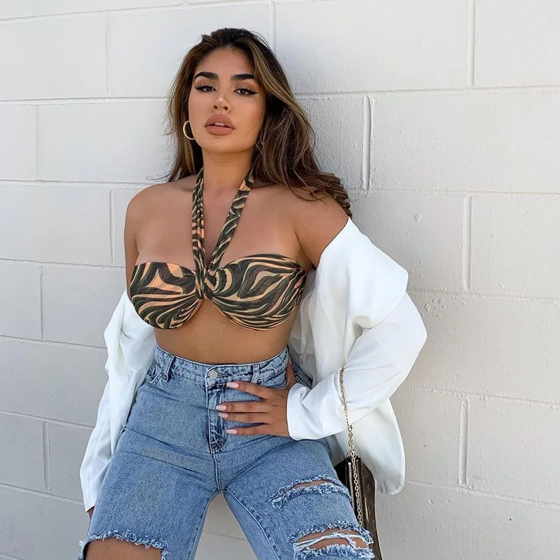 

2021 new arrivals summer collection mesh women fashion sexy halter crop top