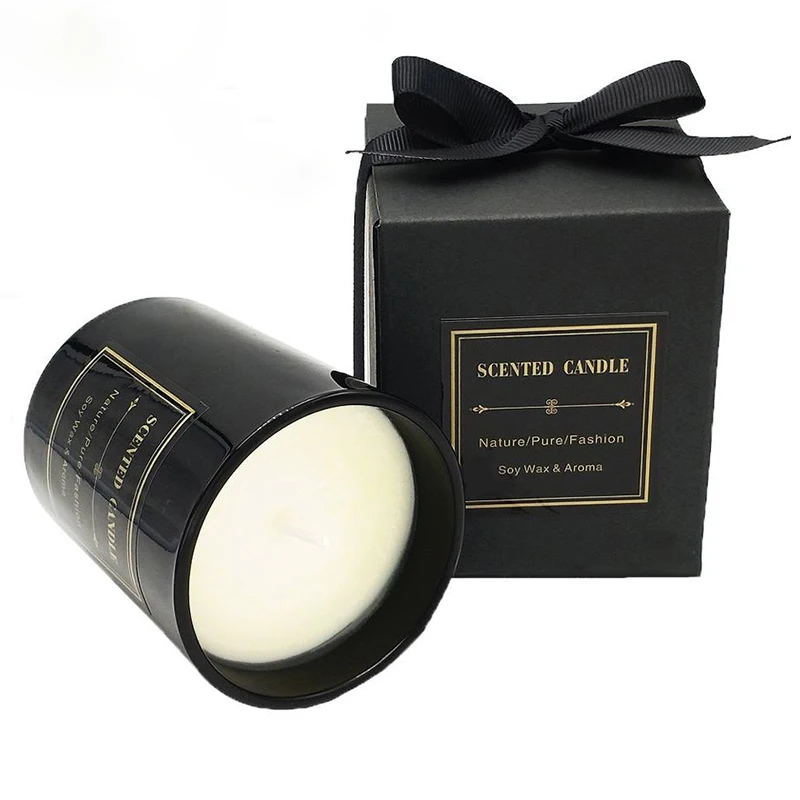 

Home Decoration Custom Luxury Candle personalized private label Black Matte Glass Jar Soy Wax Scented Candles