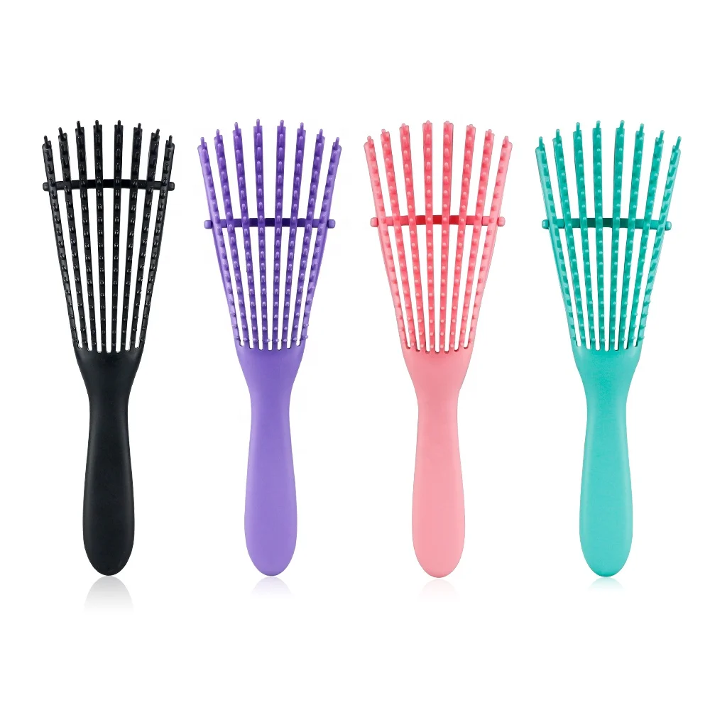 

Customize logo afro Detangling Hair Brush multi function Vented Eight Rows Octopus Comb Spare Ribs fast dry hair Brush