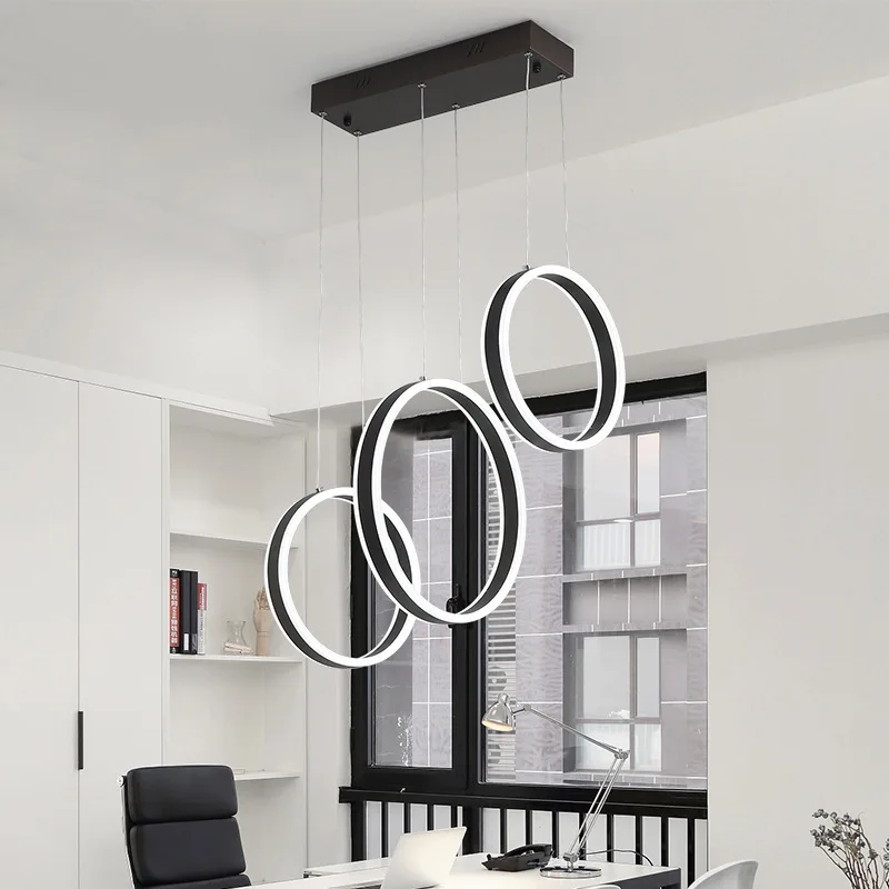 Dining Chandelier Modern Simple Creative Household Circle Ring Living Room Dining Room Nordic LED Restaurant Lamps