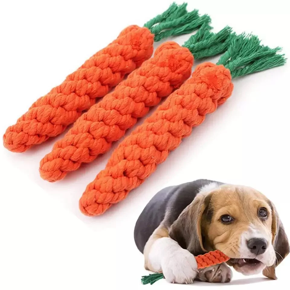 

Pet Cotton Rope Dog Toys Carrot Bite Resistant Cleaning Teeth Dog Chew Toy Puppy Toys Dog Molar Supplies, Customized