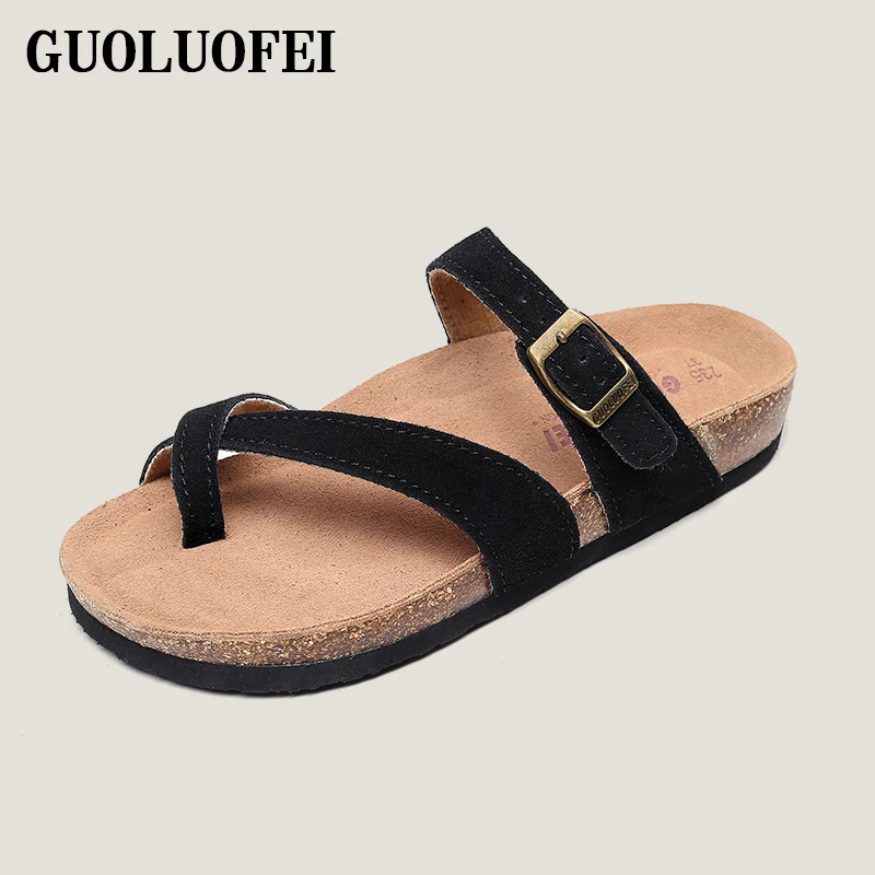 

2020 summer new toe flip-flops ladies casual sandals and slippers women's feet non-slip wild flat cork beach shoes, Customized color