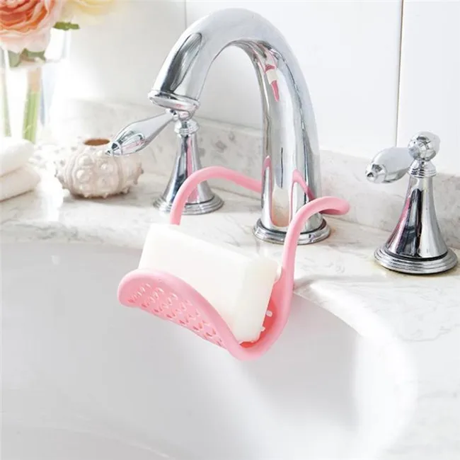 

Plastic Bendable Sink Drain Hanging Rack Sponge Storage Holder Suction Cup Sink Holder
