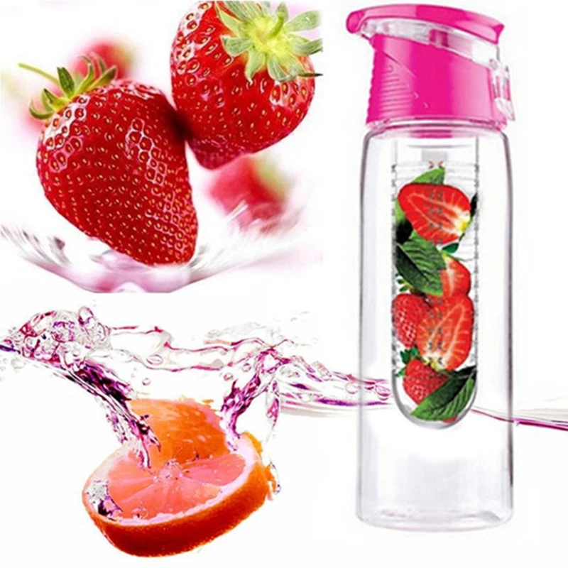 

Wholesale plastic Durable Juice Fruit Infuser Bottle with Unique Leak Proof Sealed Cup Water Bottle, 5 colors for choose