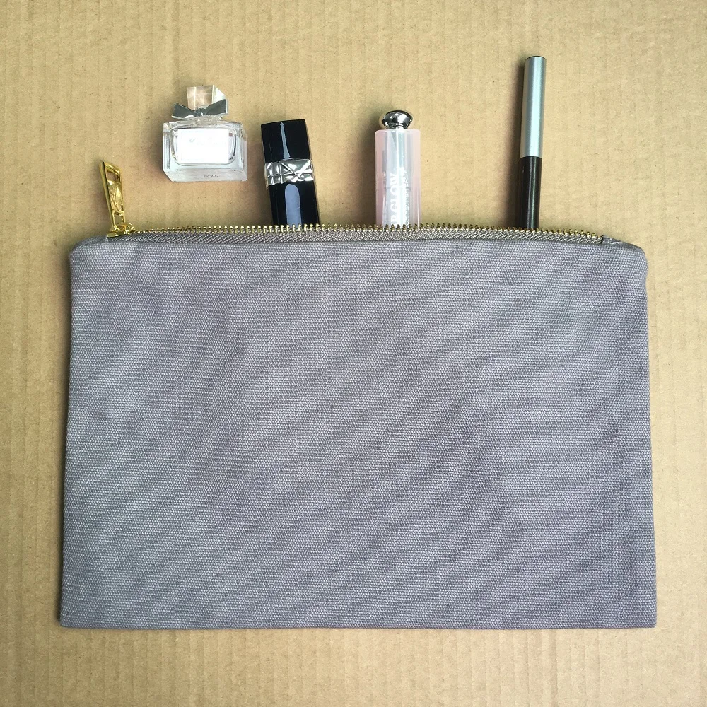 

Wholesale 7x10 Grey Makeup Bag Plain Canvas Pouch Blank Clutch for Vinyl