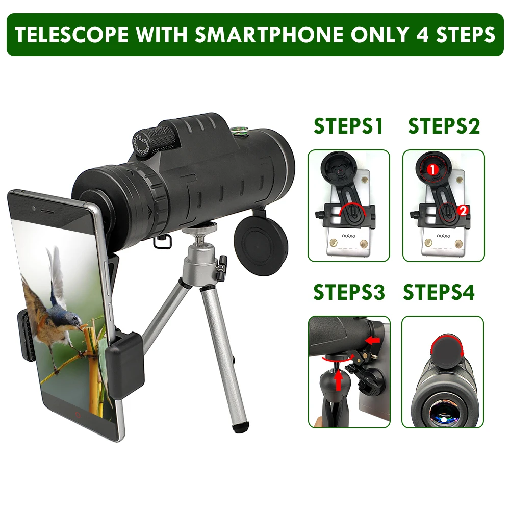 Fmc Long Range Starscope 10x42 12x50 40x60 Monocular Telescope Military ...