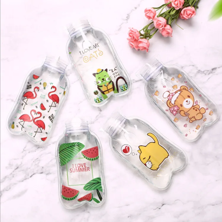 Cute Transparent Hot Cartoon Hand Warmer Mini Portable Water Bottle 1pcs