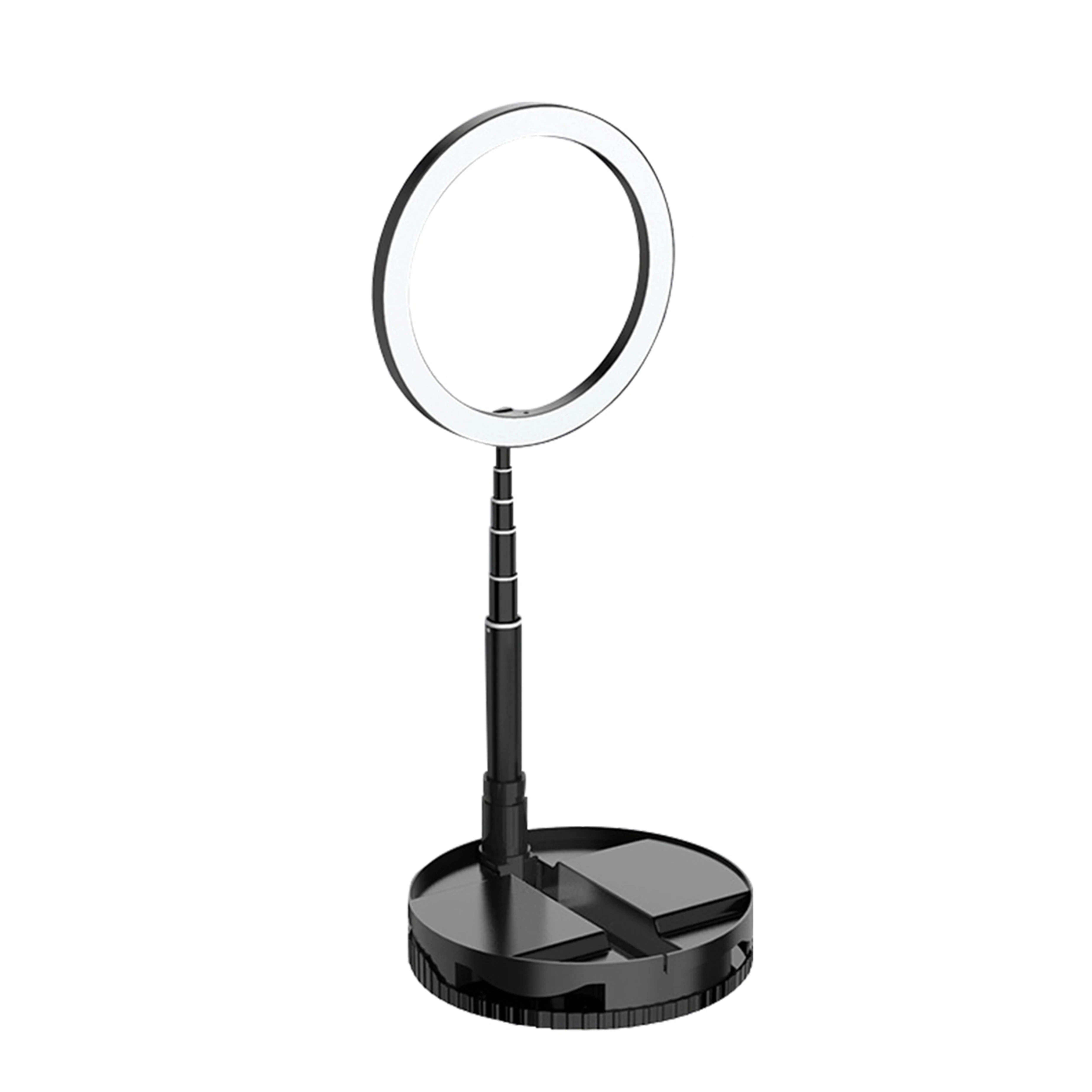 

10 inch led circle lamp desktop folding portable beauty led ring light lamp to living makeup selfie stick ring fill light, Black