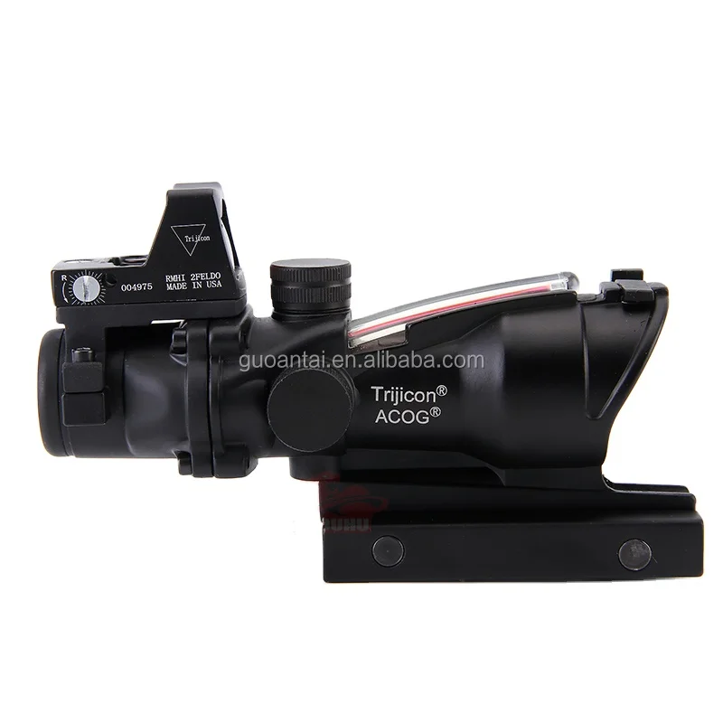 

China RMR Hunting 4x32 Optical Riflescope 2 MOA Fiber Laser Red Dot Sight Acog scopes, Black