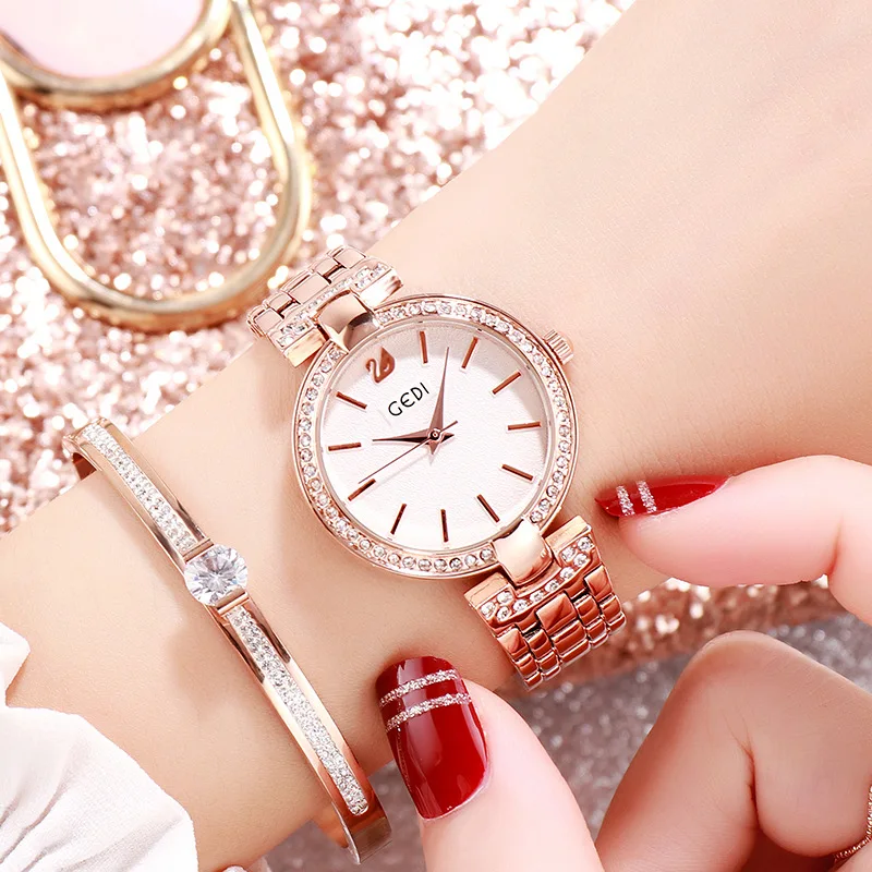 

GEDI Fashion Rose Gold Silver Women Watches Top Luxury Brand Ladies Quartz Watch