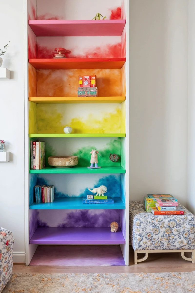 DIY ideas for coloring and decorating bookshelves