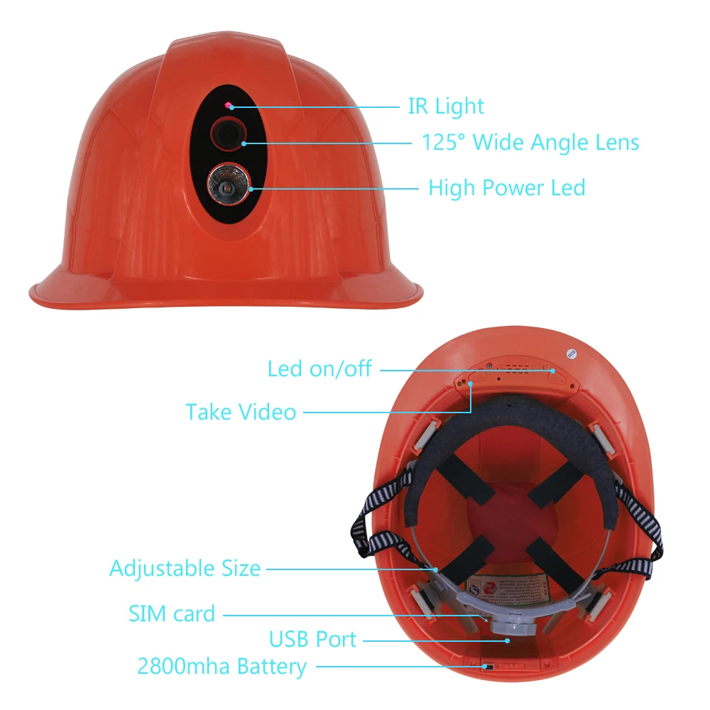 
W10 Sample WIFI Waterproof Hot Selling Safety Helmet Engineering Safety Helmet Camera with Torch Bluetooth GPS Electrical 