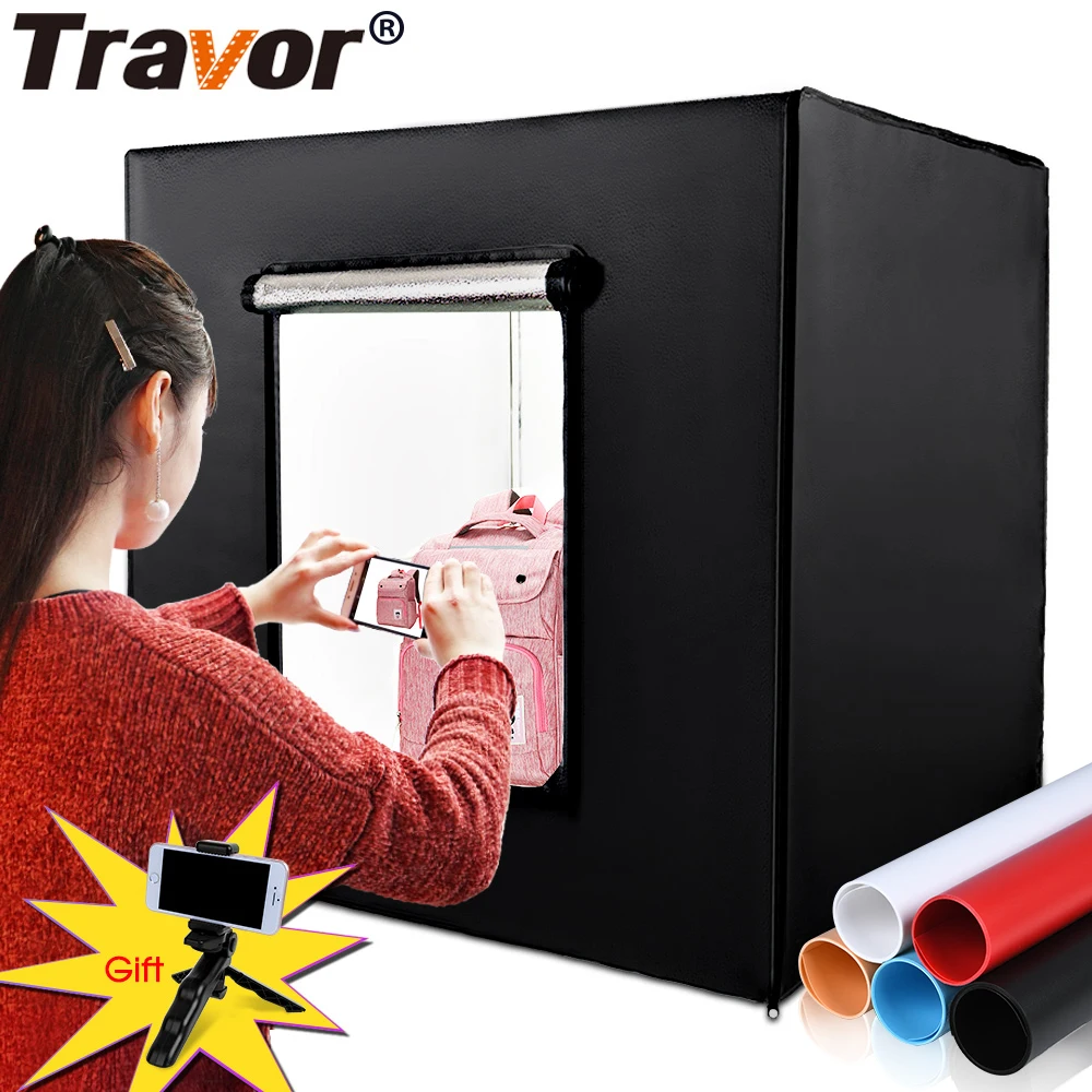 

Travor M80 31.5*31.5 inch 80*80cm led photo studio cube light tent 360 product photography soft box with 3 color background