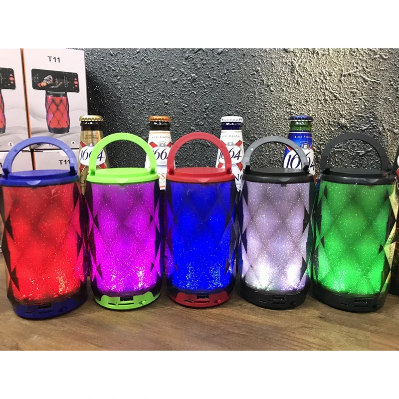 

2020 NEW Bilingbing Colorful LED Light Speaker Portable Wireless Bass With Phone Stand speaker, 5 colors