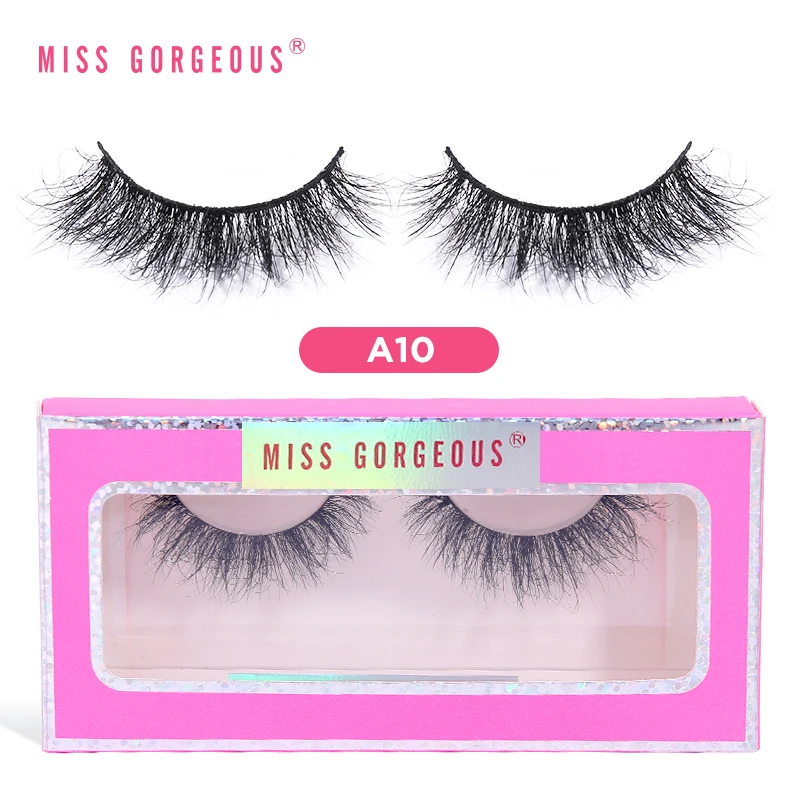 

Miss Gorgeous Siberian Mink 3d Eyelash With Box Super Soft Cruelty Free Fluffy Strip 3d Mink Eyelashes, Black