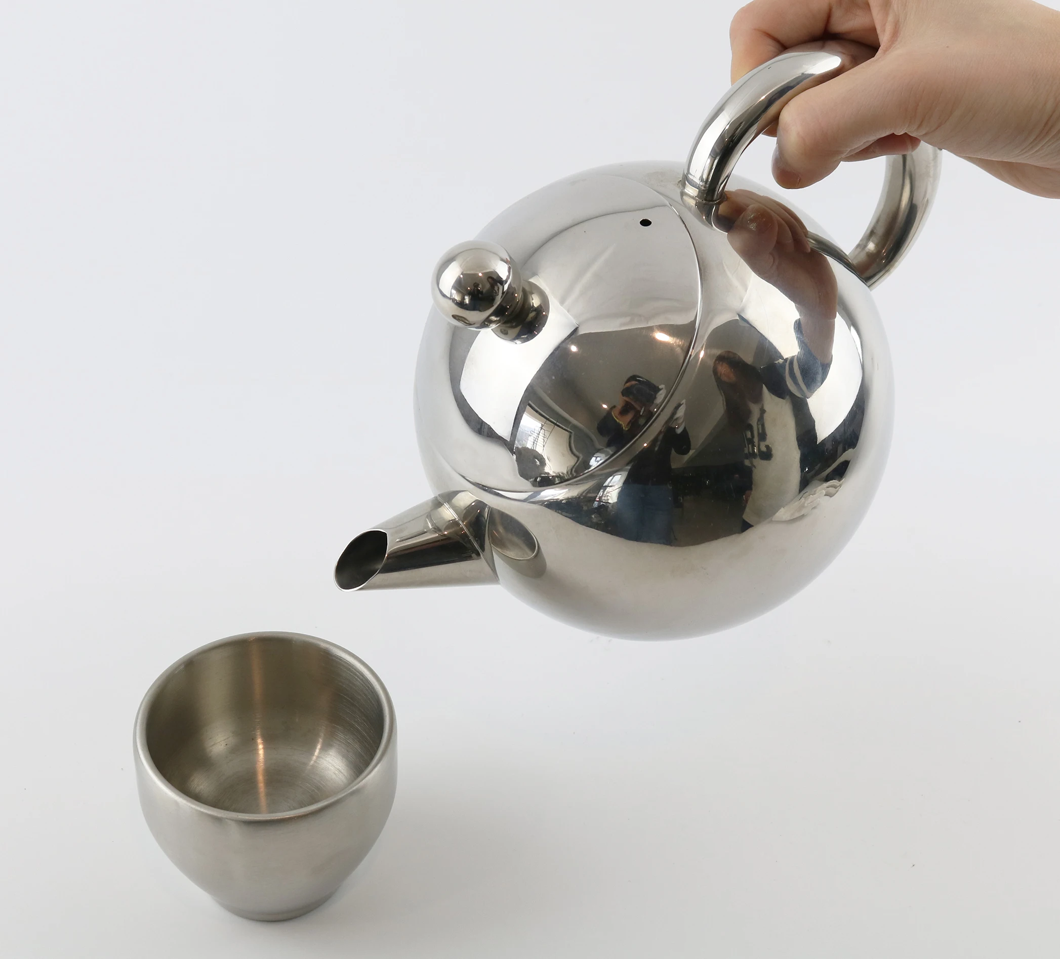 Household Handing High Quality Stainless Steel Double Wall 1200ml Teapot Loose Tea Strainer