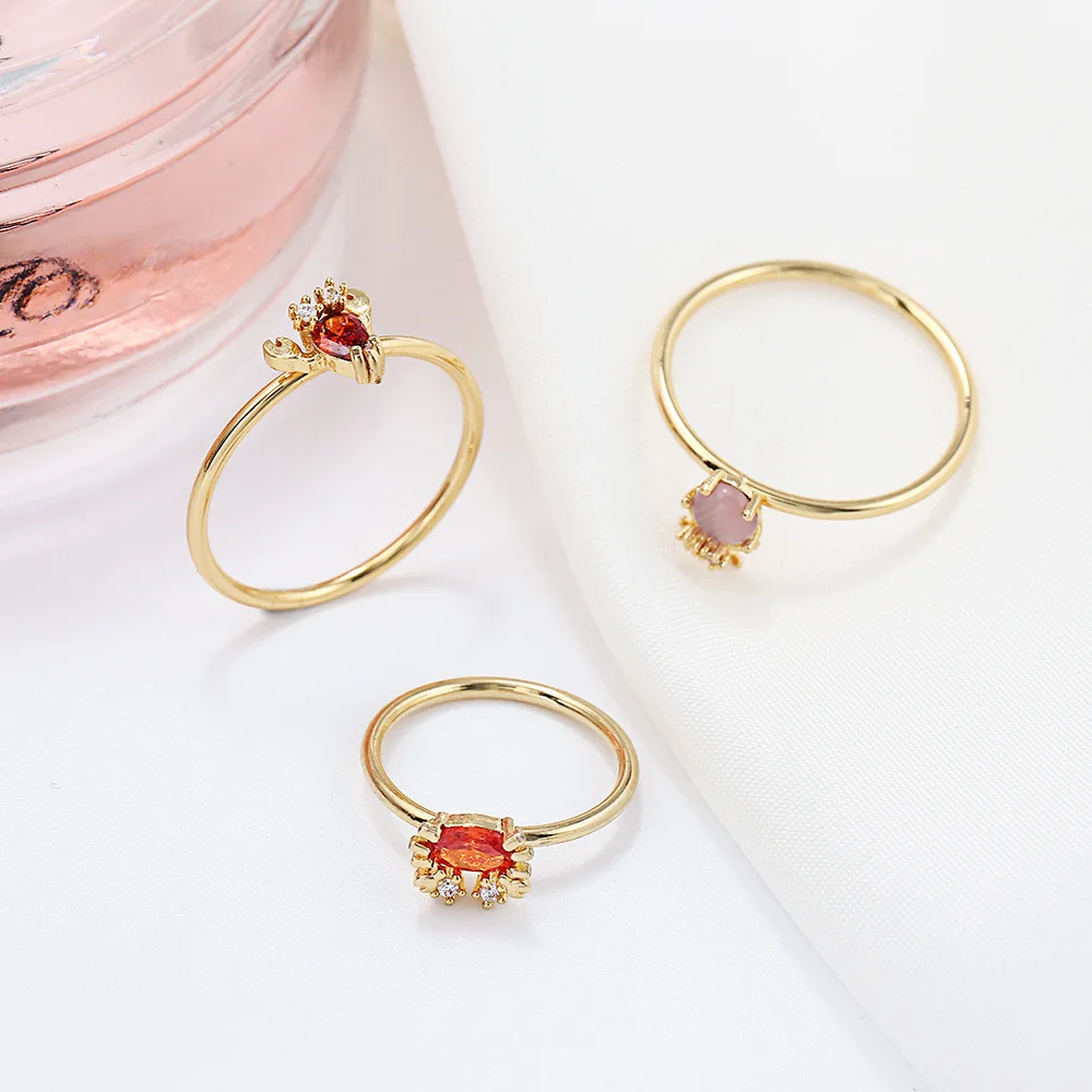 

Zircon Gold Plated Ring Fashion Women Opal Stone 18K Spring Summer Cute Jewelry Rings For Women 2021, Picture shows