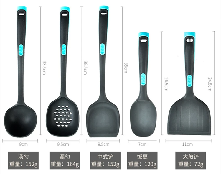 silicone utensils set gray