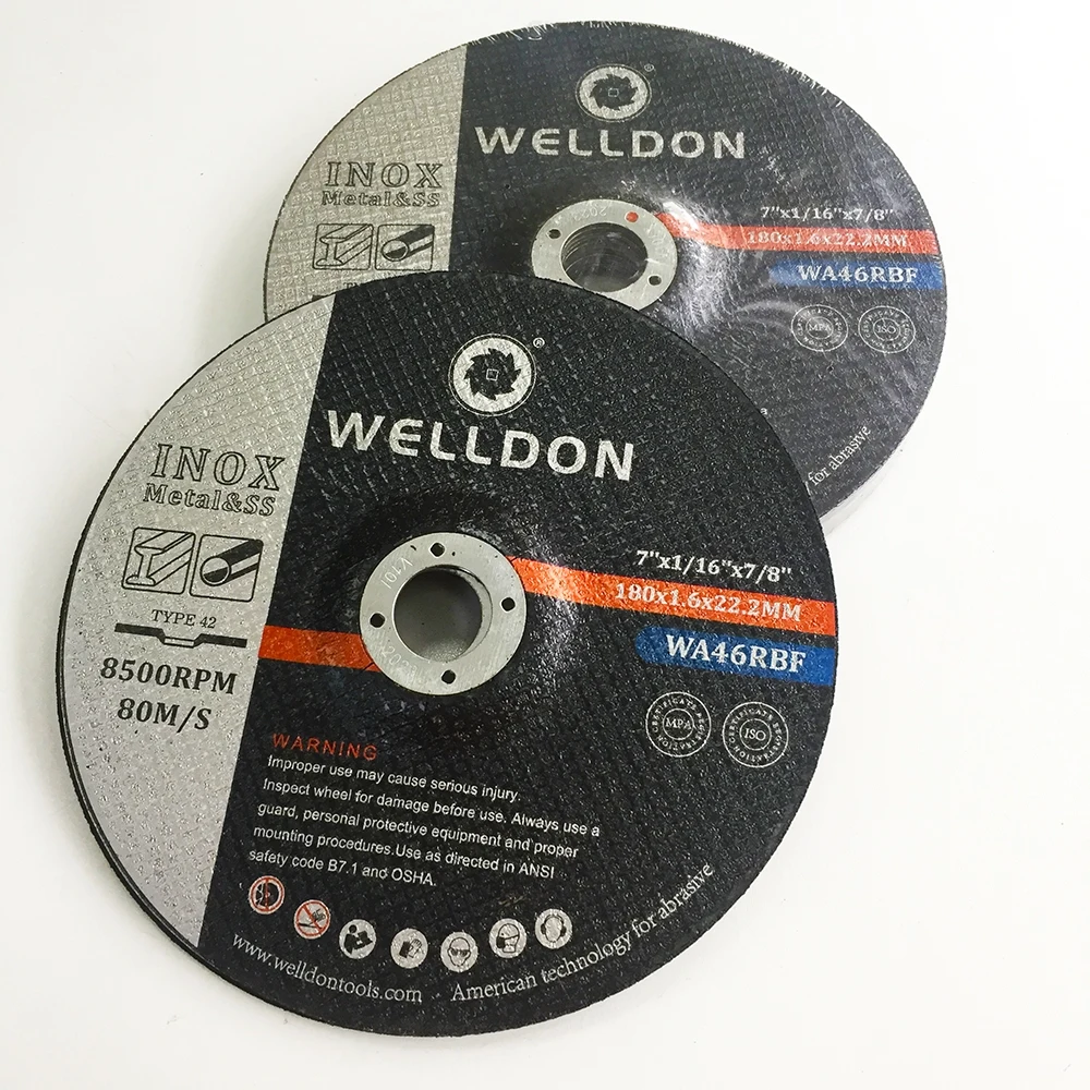 

WELLDON 7'' 180x1.6x22.23mm 7 inch abrasive cutting wheel cut 7 inch 2 in one for metal stainless steel inox, Black