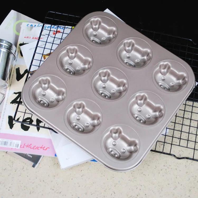 

Baking cake mold golden non-stick Rabbit shape Cake mold 9-cooks cookie baking pan carbon steel cake mold, Gold