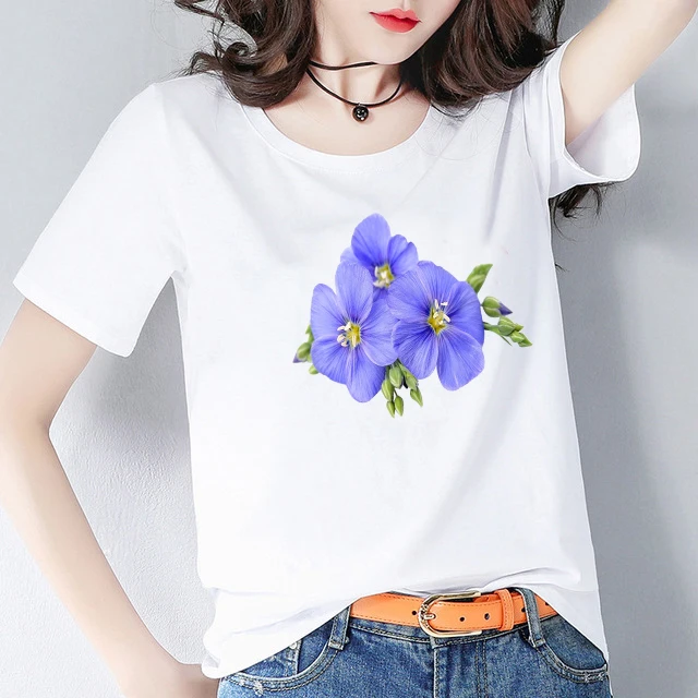 

Customized Printed T-Shirts Oversized Tshirt Woman Korean Style White 100% Cotton Short Sleeve Tops T Shirts Para Damas