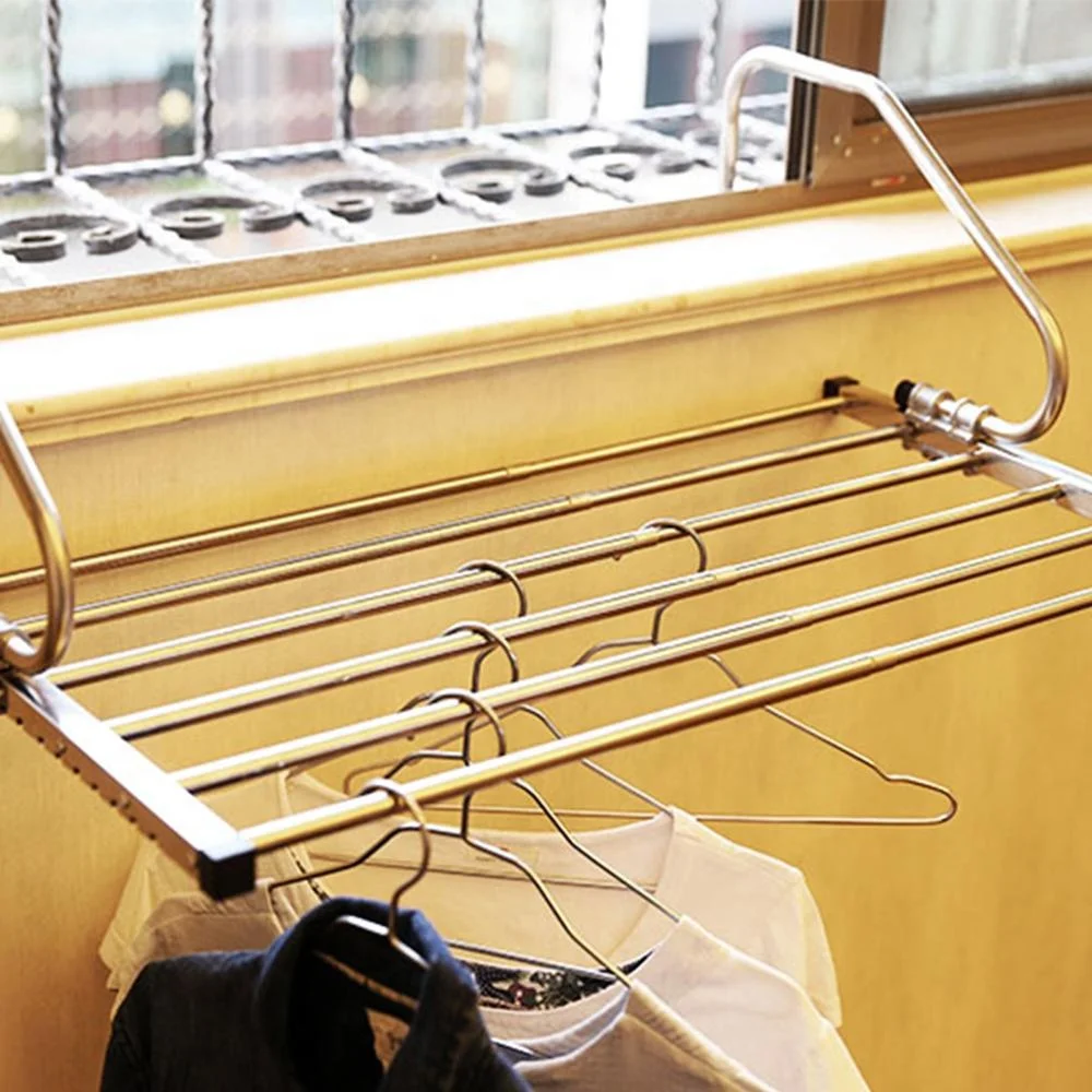 

Clothes Towel Dryer Rack Hanger Shelf Balcony Drying Rack, Silver