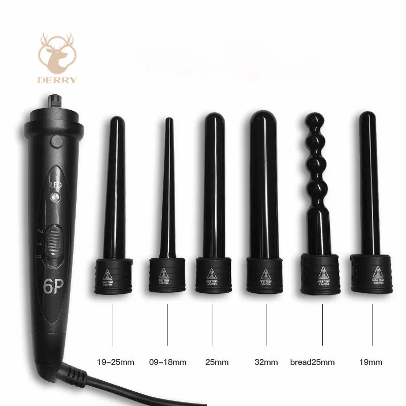 

Deery Multifunction Interchange Stick Hot Professional Large Springs 6 In1 Hair Curling Iron