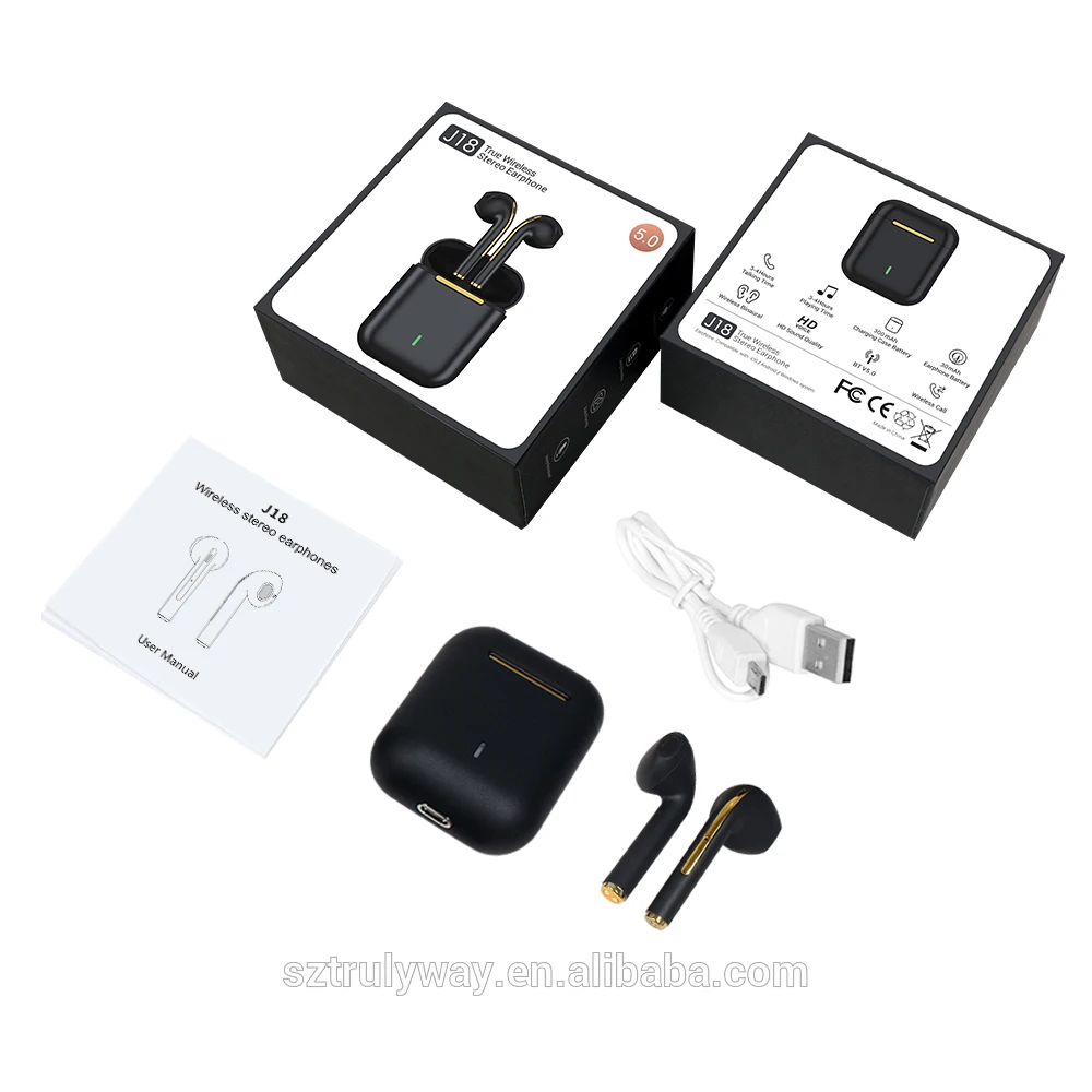 

Headphones J18 Earphone Tws In Ear Universal Handsfree Sports Waterproof Wireless Bluthooth Earphone Realme Blootuth Earphone