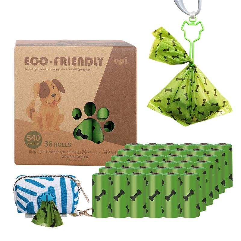 

36 Rolls Pet Poop Bags with Dispenser Environmentally Friendly Biodegradable Dog Waste Bag OEM Custom LOGO Doggy Dog Poop Bags