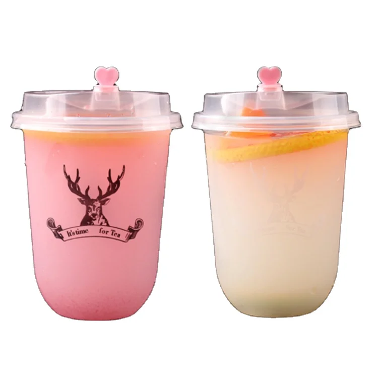 

500ml 16oz disposable clear plastic pp u shape cup with lid