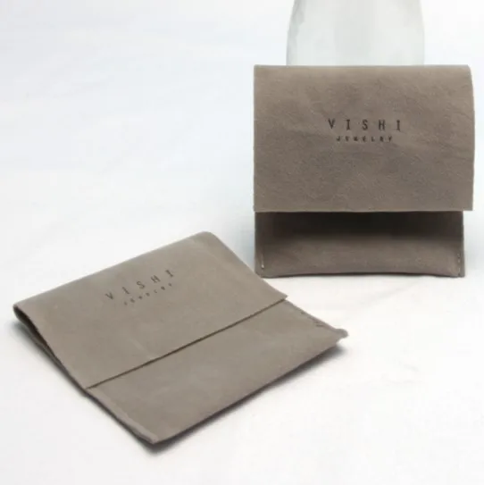 

Flip-top Snap Velvet Bag Jewelry Packaging Flip-top Button Bag With Logo Printing, Gray