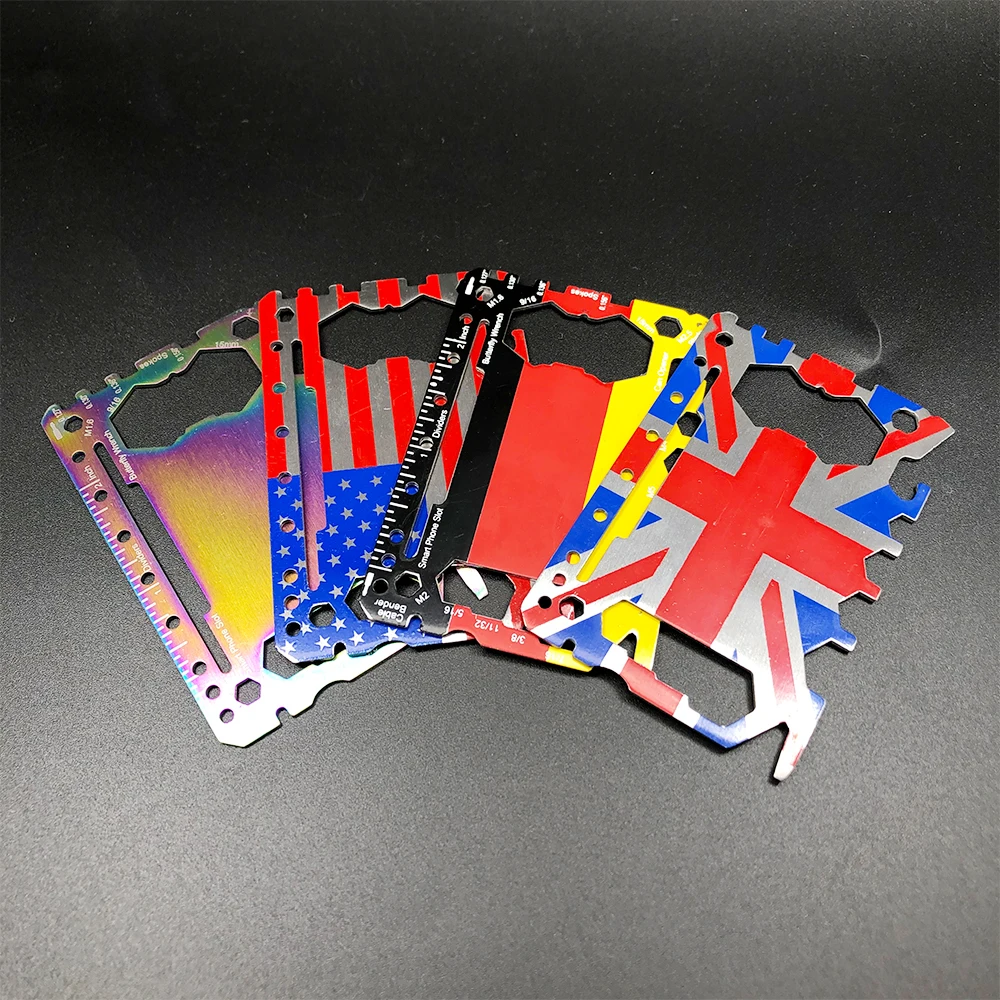 

Promotion Gift Stainless Steel Credit Survival Pocket Knife Bottle Opener Multi Tool Card, Rainbow, usa flag, ua flag,germany flag