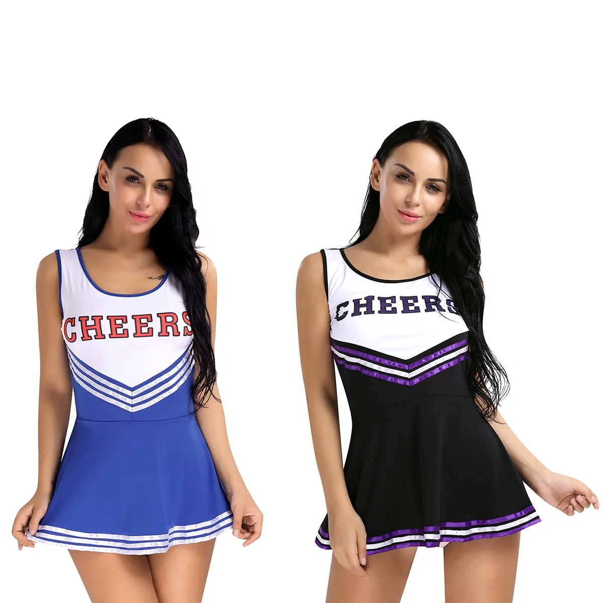 

Cheerleader Costume Sexy Women Dresses Fancy School Girls Musical Cheerleading Uniform Sexy Mini Dress Letters Printed