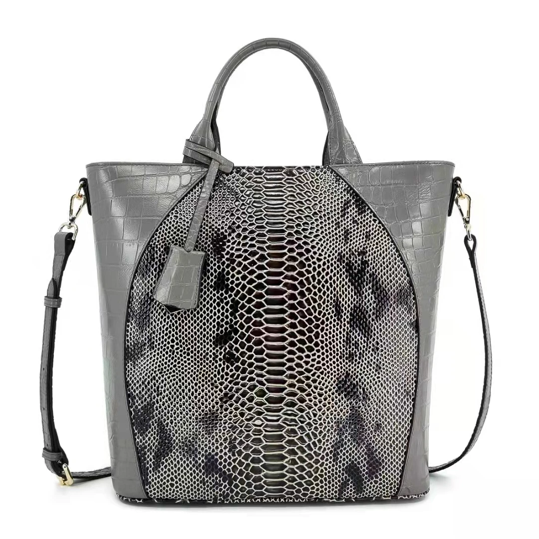 

Ladies Top cowhide leather Tote Bags snake skin pattern Handbag Muti-colors Women Bag, Multi