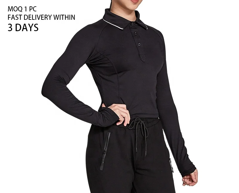 

Hot Sales Plain Dyed Women's Polo Shirts In Black Color Half Sleeves Casual Golf Practice Wear Polo Shirts For Ladies