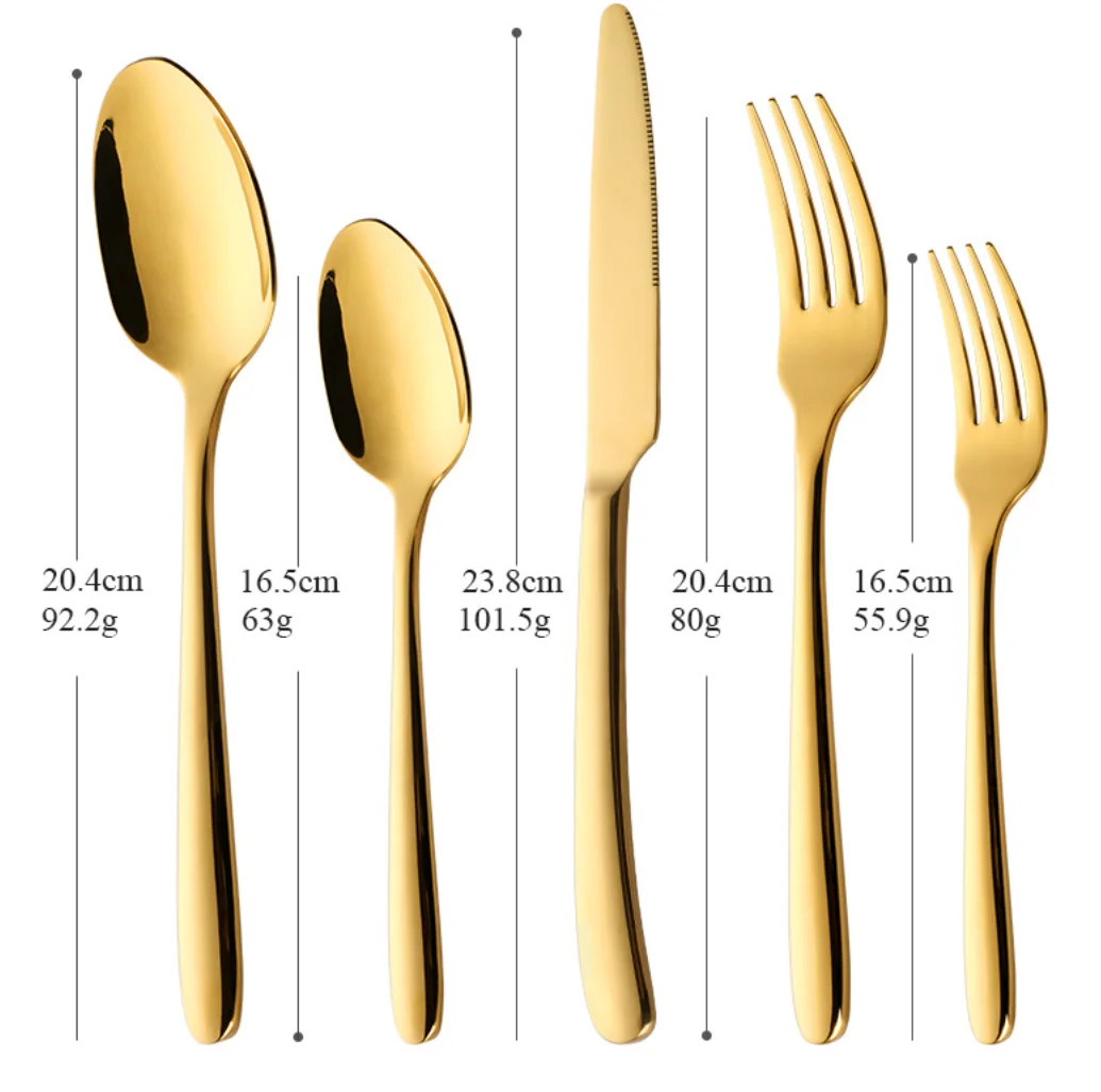 Geedziĝa platware aro luksa ora tegita tranĉaĵo kun nigra tenilo 13