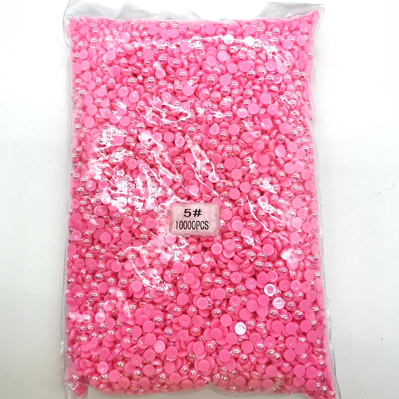 

Colors AB Plastic Pearls Half Round Flatback Pearls Beads Craft Decorate Diy Clothing accessories 5mm