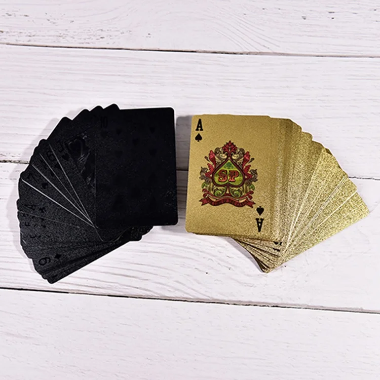 

Washable 100% Premium Plastic Playing Cards Custom Collection Gold Black Plastic Playing Cards, Black, yellow or customized