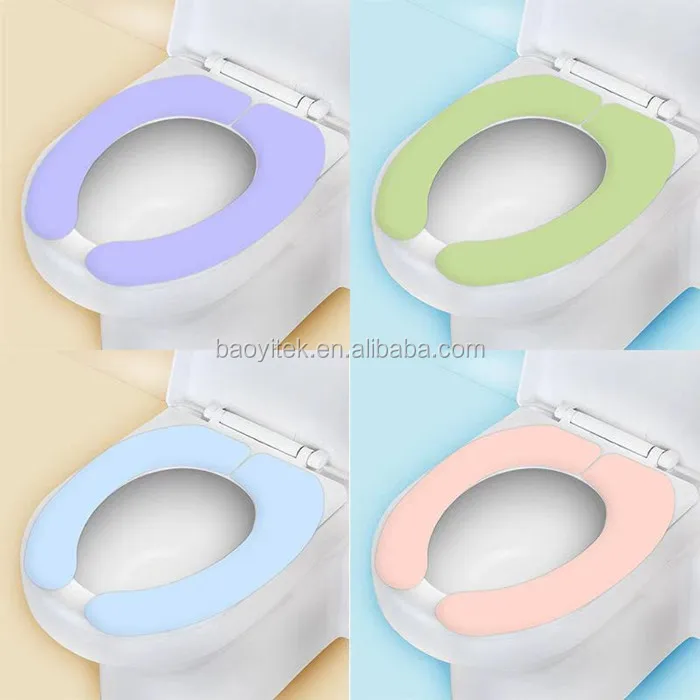 Beige Affe Winter Warm Sticky Striped Toilet Mat Soft Toilet Seat Pad Washable Toilet Seat Cover 