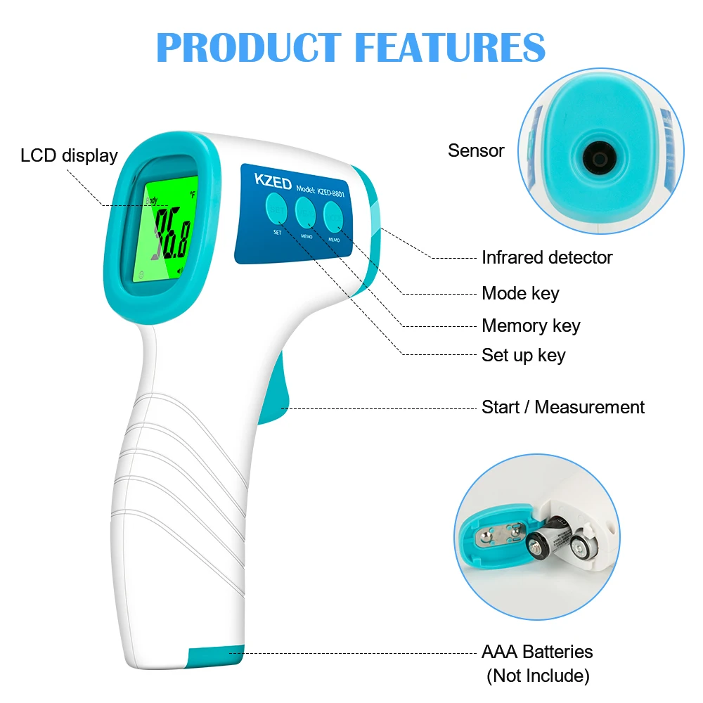 
Infra Red Non-Contact Digital Contactless Infrared Thermometer For Human Body Temperature 