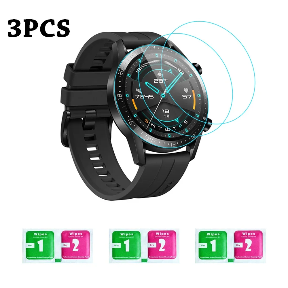 

3Pcs Tempered Glass Smartwatch Screen Protector with Wpes Compatible with HUAWEI WATCH GT 2 / HONOR MagicWatch 2