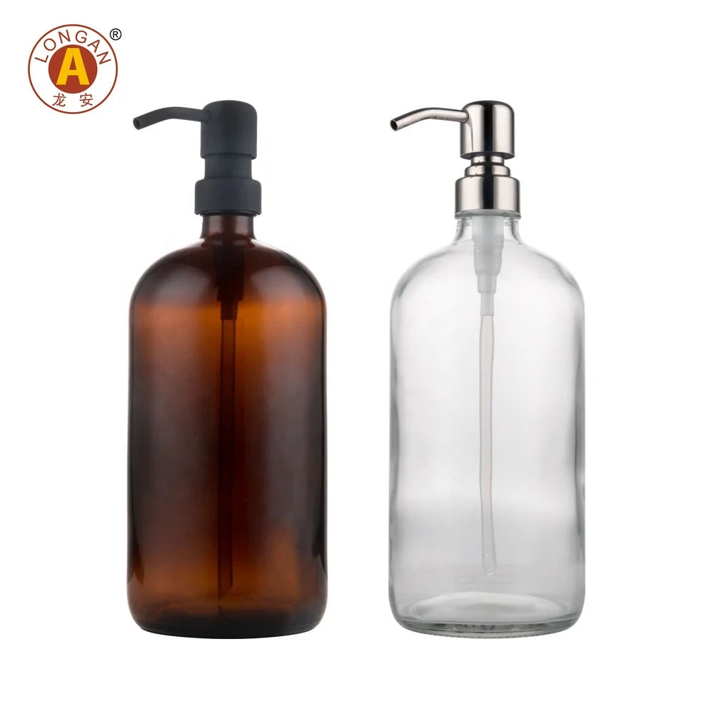 OEM Factory Accepts Frosted Clear Glass Soap Foam Pump Bottles Empty Cap and Bamboo Sealed Bottles with Pump Sprayer