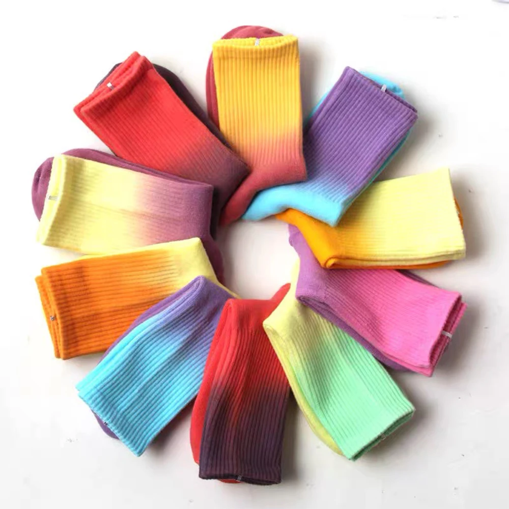 

Women fashion dress dip dye gradient cotton color custom crew socks, Custom 10 colors