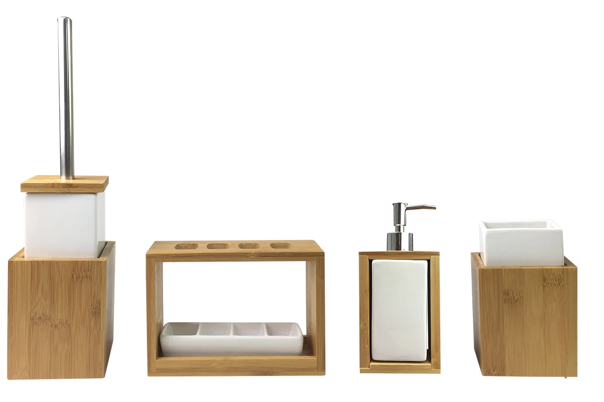Ecofriendly Nature Bamboo White Bathroom Accessory Fittings Sets Buy Bathroom Accessory Set